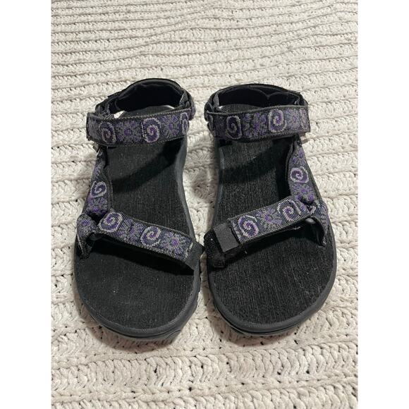 Teva Hurricane Sandals Adjustable Womens Sz 4 EU 34 6219 Black Purple Active - Picture 1 of 11